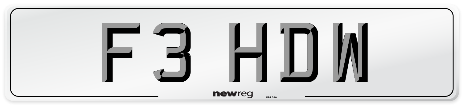 F3 HDW Number Plate from New Reg